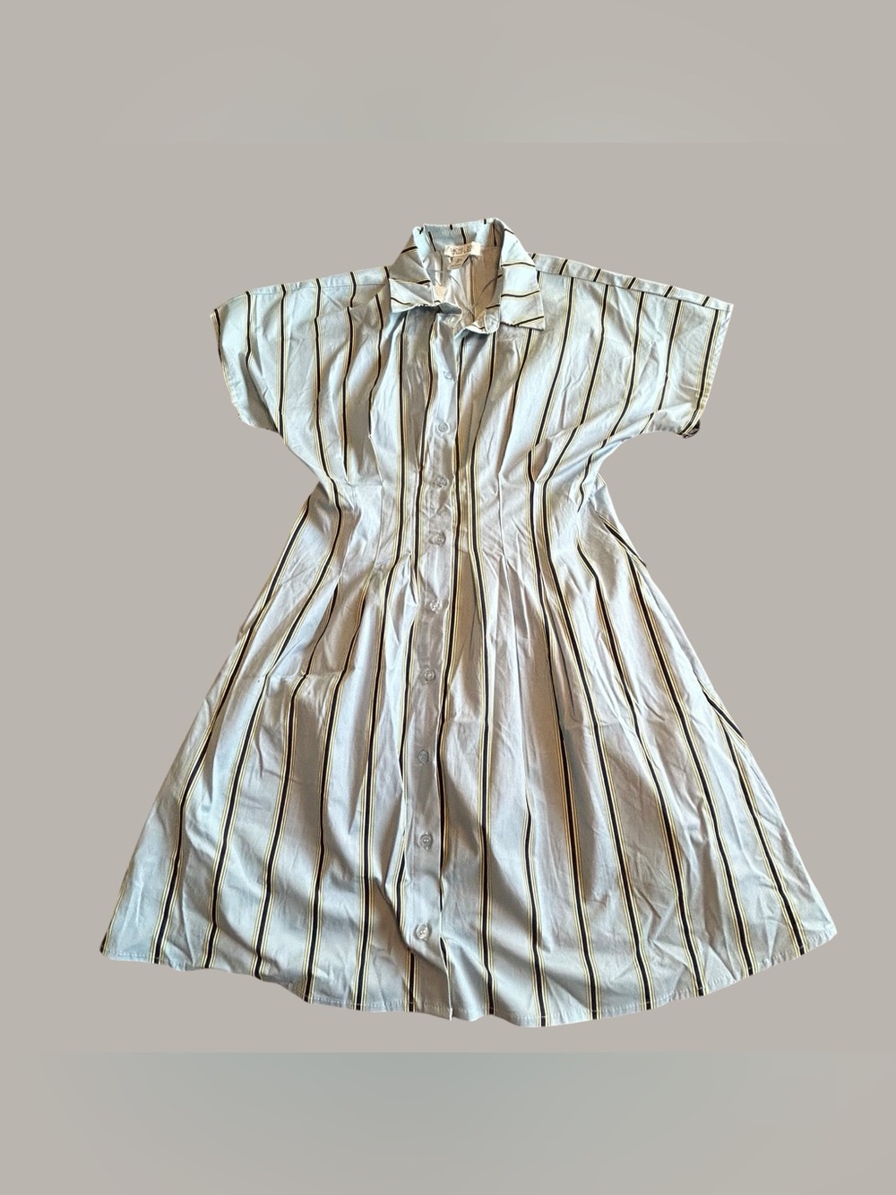 Rachel Zoe Light Blue Dress with Green Stripes and Shirt Collar